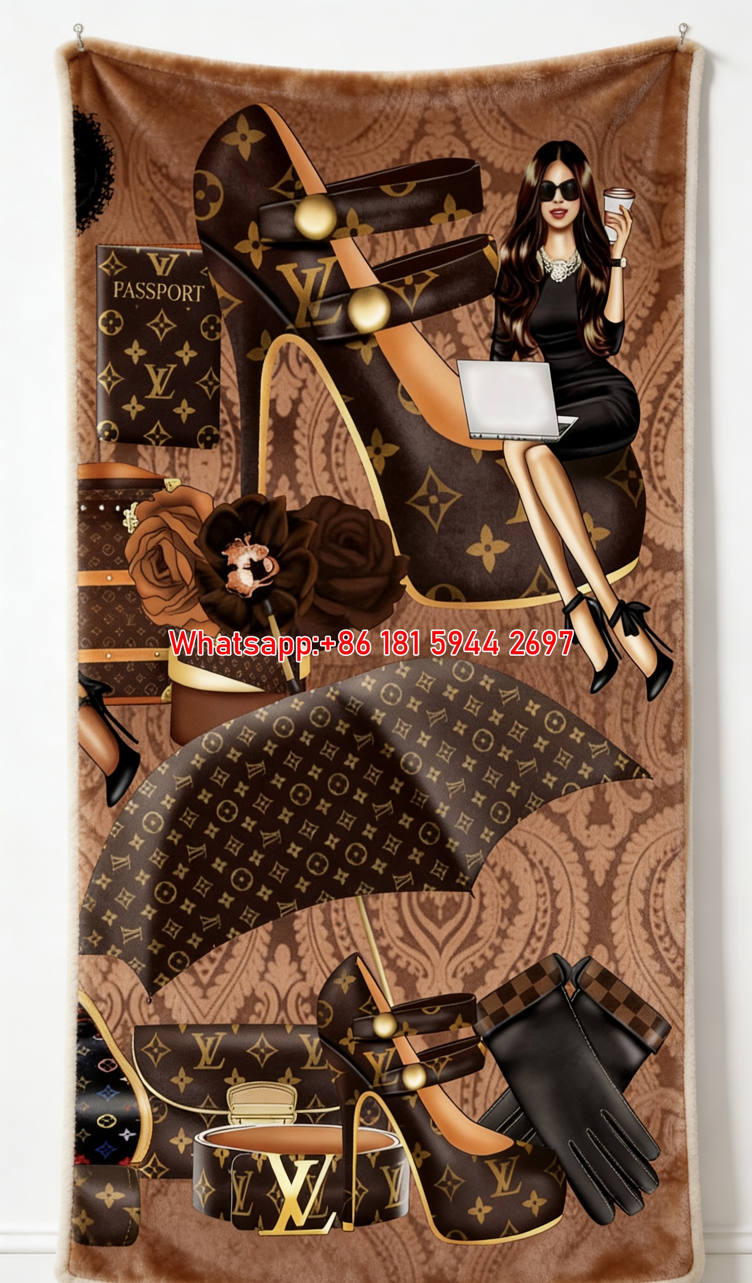 Luxury LV Monogram Fashion Girl Flannel Blanket 241